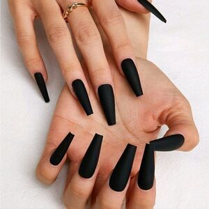 Matte Black Ballerina Nails 